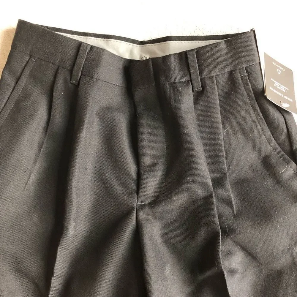 Claiborne Boys Gabardine Pleated Black Dress Pants